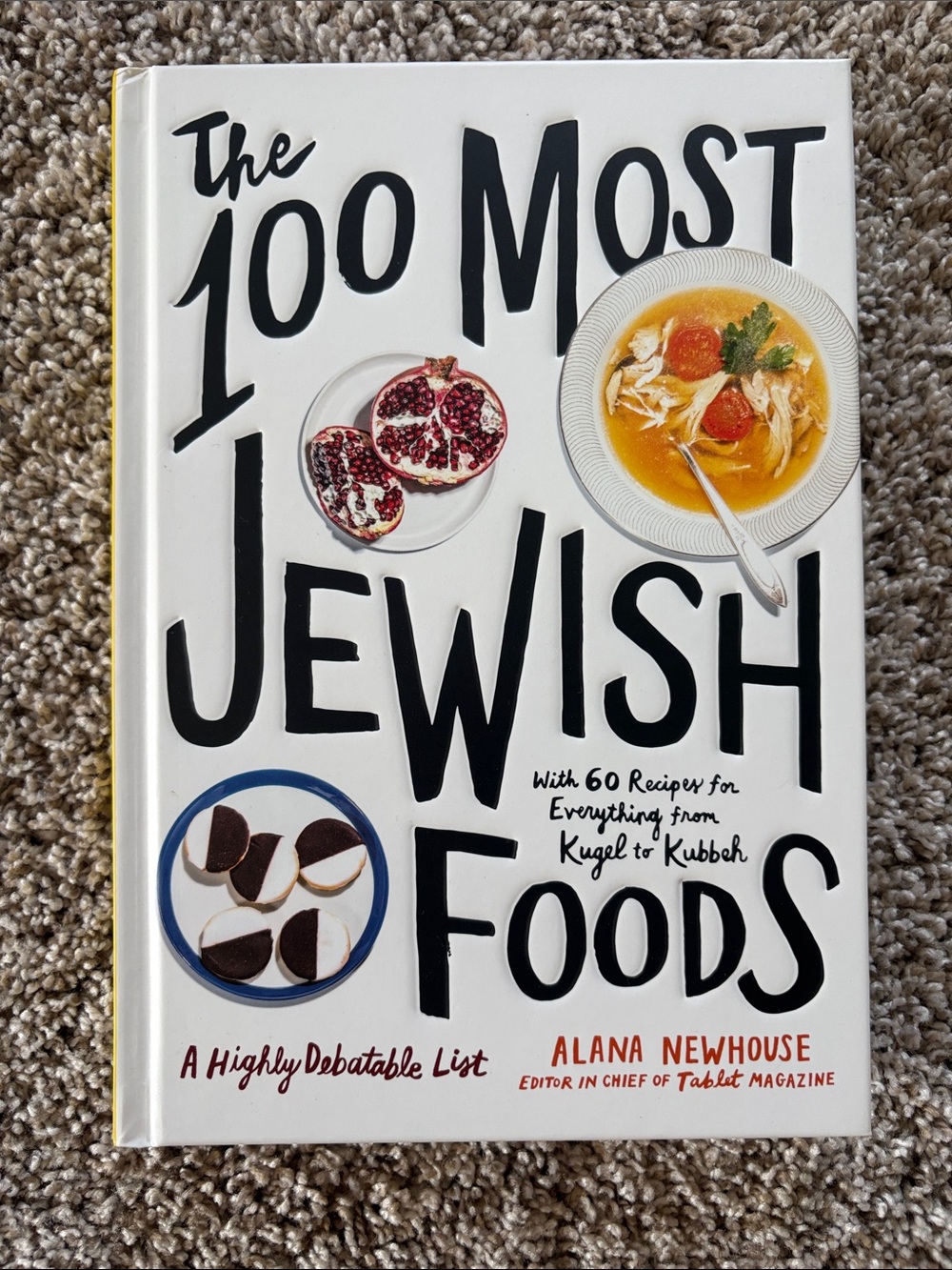 Artisan White Cookbook Cover with Black Lettering and Color Food Illustrations